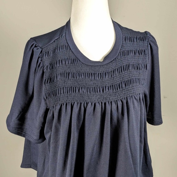 NWT AQUA SMOCKED GATHERED T-SHIRT - M - Picture 4 of 6